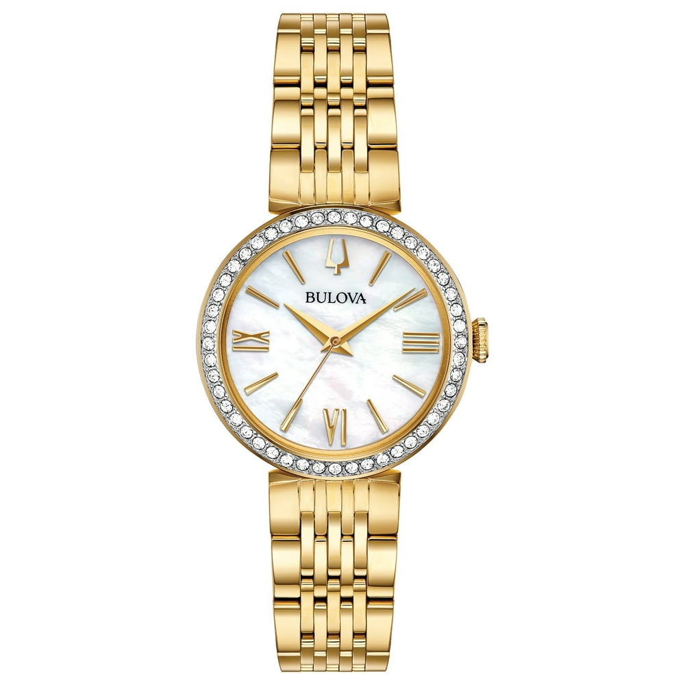 Bulova - Bulova Women's Goldtone Crystal Watch and Bracelet Box Set ...
