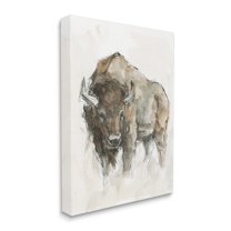 Stupell Industries Western American Buffalo Brown Country Animal Animals & Insects Painting Gallery Wrapped Canvas Art Print Wall Art, 30 x 40