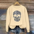 thumbnail image 5 of YOIAVAIOY Womens Halloween Sweatshirt Sequin Skull Graphic Sweatshirts Casual Loose Fit Pullover Tops Festival Casual Clothes Beige S, 5 of 5
