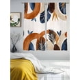 thumbnail image 2 of Bohemian Nordic Sheer Curtains 72 inches Long 2 Panels Set Abstract Leaves Orange Blue Simple Sheer Window Curtain Rod Pocket Voile Drapes for Living Room/Bedroom, Each 52" W x 72" L, 2 of 7