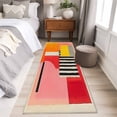 thumbnail image 4 of 2'x6' Rug Runners for Hallways Kitchen, Pink Red Orange Non Slip Entryway Beside Floor Carpet Runner, Modern Abstract Oil Painted Geometric Washable Laundry Room Bedroom Throw Rugs Mat for Family Pet, 4 of 8