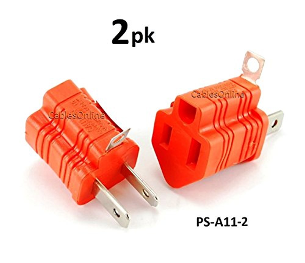 2PACK 3Prong to 2Prong Polarized Grounding AC Power