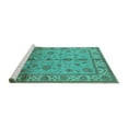 thumbnail image 2 of Ahgly Company Machine Washable Indoor Square Oriental Turquoise Blue Traditional Area Rugs, 4' Square, 2 of 4