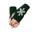 thumbnail image 3 of fastboy 1 Paire de Gants Demi-Doigts Tricotés Confortables Hiver Délicats Simples avec Motif Flocon de Neige Rouge Noir Vert, 3 of 6