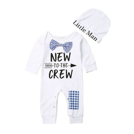 

Newborn Baby Boys Cotton Autumn Long Sleeve Romper+Hat Jumpsuit Bodysuit Clothes Long Pants Warm Outfits 0-18M