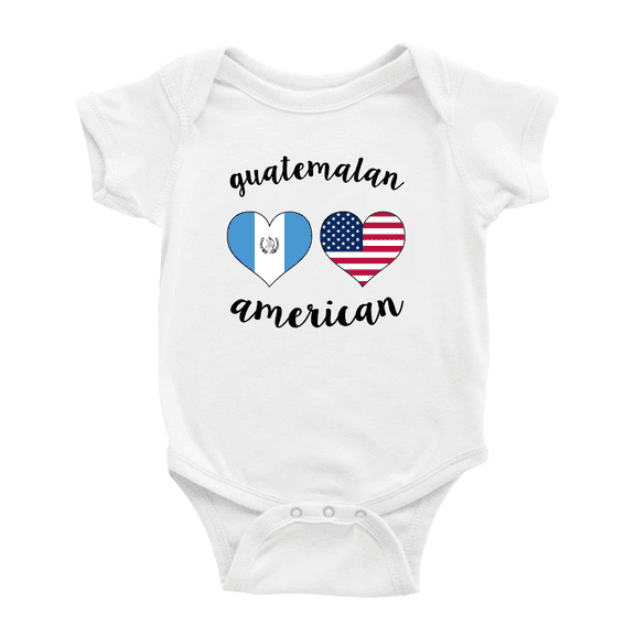 Guatemalan American Flag Two Hearts Baby Bodysuit Newborn Clothes Outfits (White, 12-18 Months)