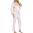 thumbnail image 2 of Womens Pajama Set Solid Pajamas Set Women Two-Piece Nightwear Short Sleeve Sleepwear Soft Side Split Loungewear Pjs Sets Pajama Set Women lounge Sets for Women, 2 of 4