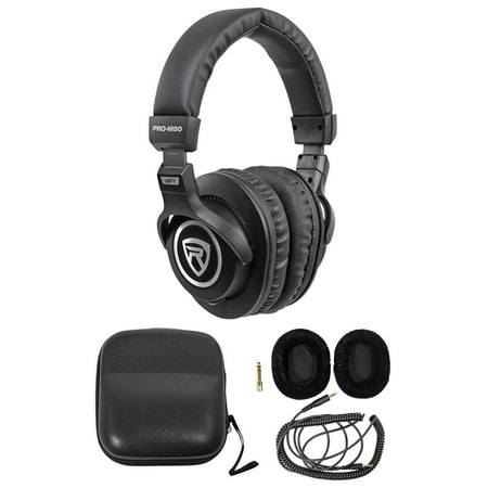 Rockville PRO-M50 Studio Monitoring Headphones 40mm Neodymium Drivers Detachable Coil Cable Interchangeable Leather/Suede Ear Pads Hard Case Gold Plated 3.5mm/1/4 Adapter for Recording & Mixing