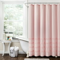 Lush Decor Vintage Stripe Yarn Dyed Cotton Shower Curtain Pink Single 72x72