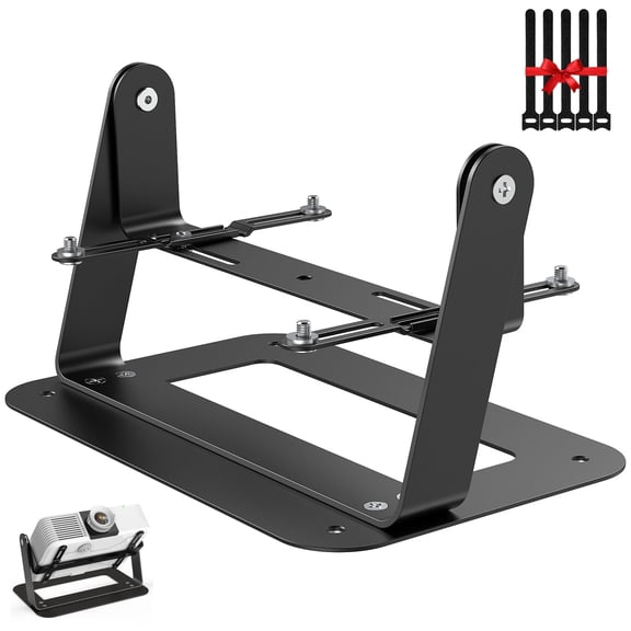 Desktop Foldable Stand, Universal Projector Ceiling Mount with Adjustable Plate Arms with 4 Install Holes, Wall Mount with Cable Ties for Home and Office Projector