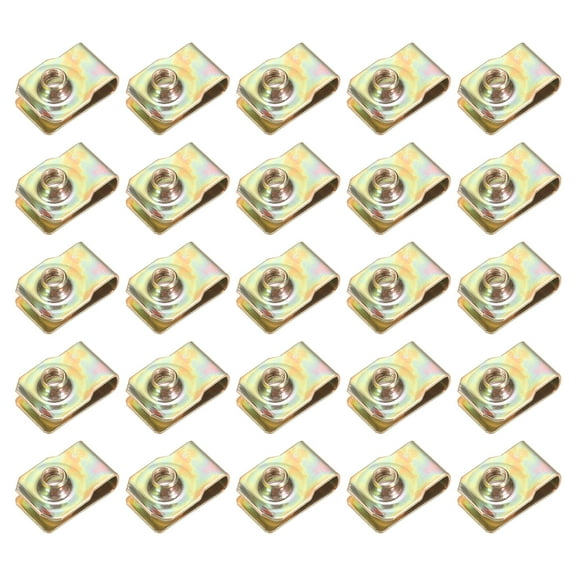 Uxcell U-Style Clip-On Nut, Regular Extruded U-Nut U-Type Fasteners Hardware Nuts for Automotive Metal Car Motorcycles Yellow M4-0.7