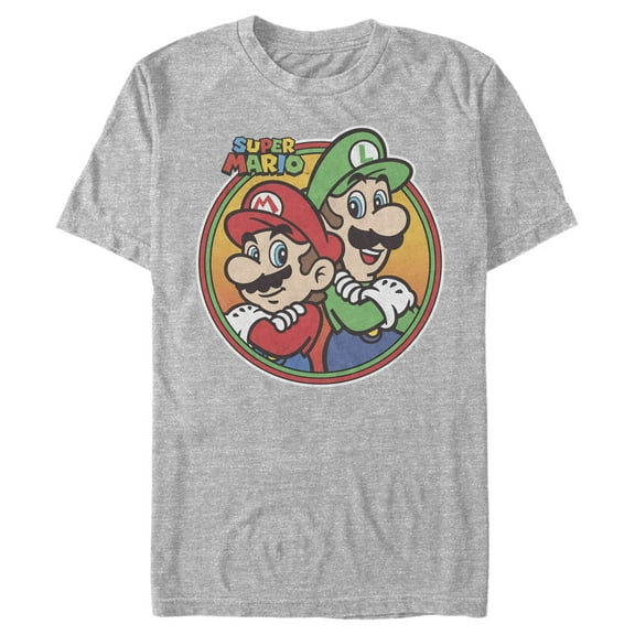 Men's Nintendo Mario Luigi Back to Back  Graphic Tee Athletic Heather X Large