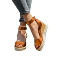 thumbnail image 4 of Wavsuf Wedge Sandals for Women Casual Summer Wide Vintage Brown Sandals Shoes Size 9.5, 4 of 8