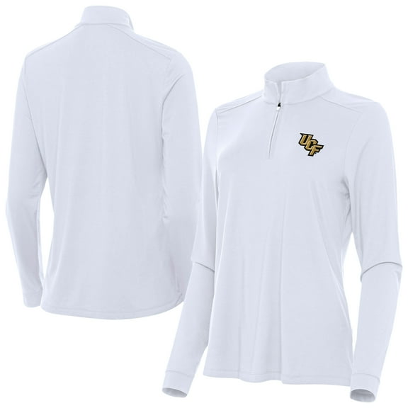 Women's Antigua White UCF Knights Intent Quarter-Zip Top