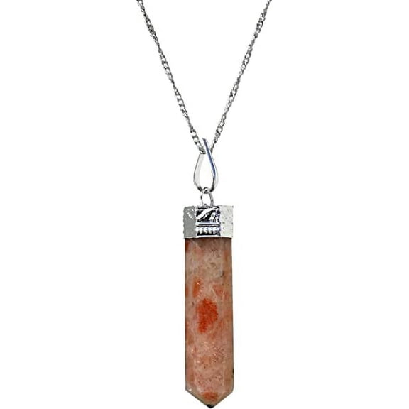 Sunstone Crystal Point Pendant Necklace
