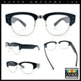 thumbnail image 2 of Retro Nerdy Thick Half Rim Hipster DJ Clear Lens Fashion Eyeglasses [Navy Silver - Clear], 2 of 7