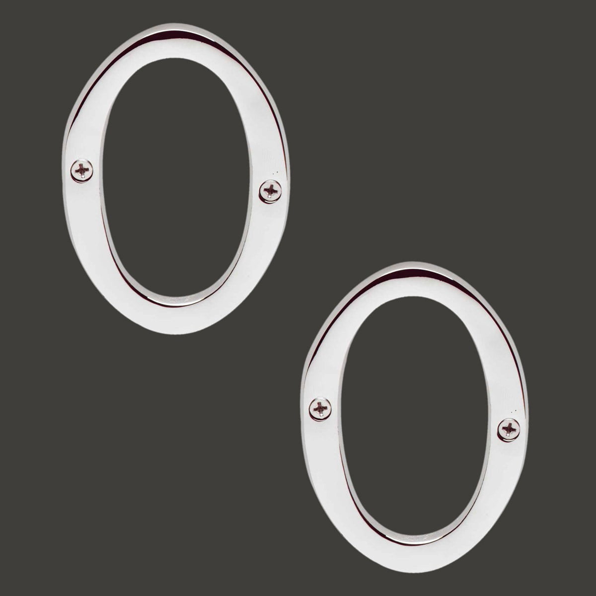 Renovators Supply Cast Solid Brass 3 7/8 in. Address House Number '0' Chrome Set of 2
