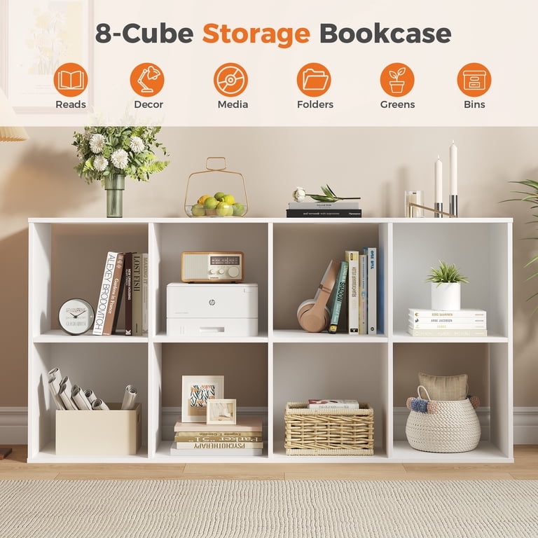 JIOABL 8-Cube Storage Organizer Bookshelf in White photo 2