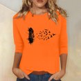 thumbnail image 2 of Wanfds Orange Ladies Tops 2025 Short Sleeve Crew Neck Three-Quarter Sleeve Top XL, 2 of 5