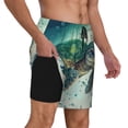 thumbnail image 2 of Sigee Watercolor Turtle1 Print Mens Swim Trunks with Compression Liner Quick Dry Swim Stretch Beach Shorts with Pockets,S-3XL, 2 of 7