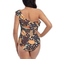 thumbnail image 5 of Salouo Turtles and Sea Plants Pattern One Shoulder Ruffled One Piece Swimsuit for Women V Neck Swimwear Tummy Control Bathing Suit-Medium, 5 of 6