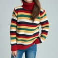 thumbnail image 2 of Womens Turtleneck Sweaters Colorblock Long Sleeve Tunic Pullover Knit Tops Warm Fall Winter Shirts, 2 of 6