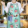 thumbnail image 3 of Bull Terrier Dog and Flower Florals Apron-Garden Aprons for Women with Pockets-Cotton Linen Waterproof Kitchen Cooking Gardening Aprons Adjustable for Kitchen,Cooking,BBQ and Salon 33x27 Inch, 3 of 3