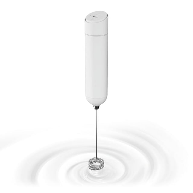 Espumador de leche de mano, Espumador de leche eléctrico para café, Espumador de café Batidor eléctrico Mezclador de bebidas Blanco