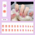thumbnail image 1 of 24 unids/caja de uñas postizas cortas reutilizables con diseños Set francés Artificial rosa kawaii falso Tipsy Stick-on Nails Tips Art Dengxun unisex, 1 of 2