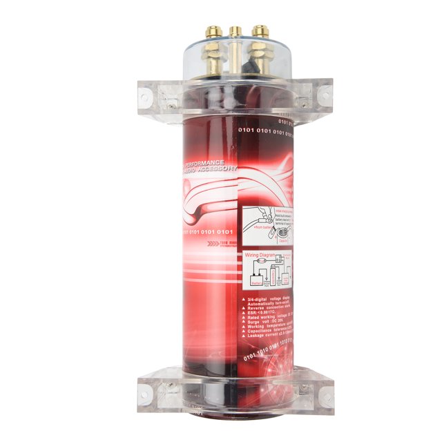 Car Audio Capacitor, 2 Farad Digital Capacitor Heavy Duty Wear ABS Metal for Car