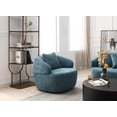 thumbnail image 6 of 360° Swivel Barrel Chair, Teddy Fleece Single Sofa, Modern Cloud Couch with Curve Armrest and 1 Pillow, Oversized Lounge Chair with Thickened Seat for Living Room, Blue, 6 of 9