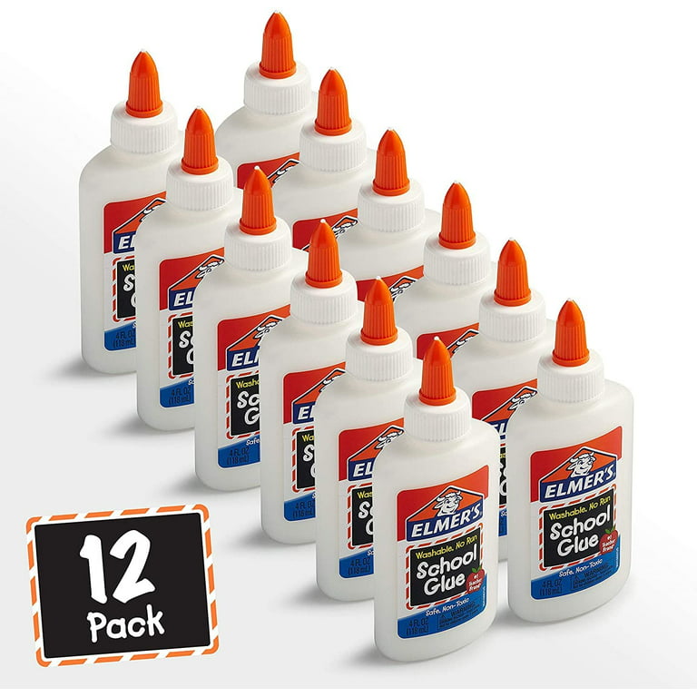 Elmers Liquid School Glue, Slime Glue & Craft Glue  Washable, Safe,  Washable and Non-Toxic - Ideal for Children 4 Ounces Each, 12 Count, Great  for Making Slime 