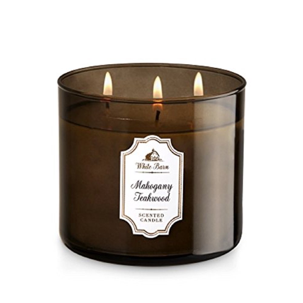 Bath & Body Works White Barn 3Wick Candle in Mahogany Teakwood