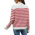 thumbnail image 5 of Baikeli Fall Outfits For Women 2024, Women's Striped Knitted Sweater Recreational Long Sleeves Stand Collar Buttons Pullover Sweater Jersey Mujer Manga Larga, 5 of 5