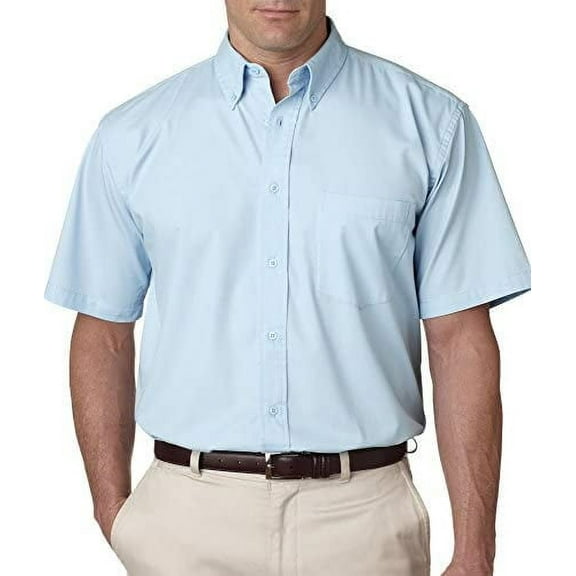 8977 UltraClub Adult Short-Sleeve Whisper Twill Sky Blue S