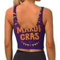 thumbnail image 4 of Goofa Mardi Gras2 Printed Sports Bras for Women, High Impact Running Bra Workout Crop Tank Tops Longline Sports Bra Push up-Small, 4 of 9