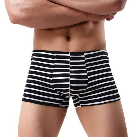 

Men Stripe Four Angle Underwear Pure Male Sweat Striped Box Absorption Underpants Panties Cotton