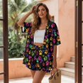 thumbnail image 3 of FKEKYI Colorful Dog Paw Print Women's Short Set 2 Pcs for Summer Open Front Top & Shorts with Elastic Waist Lightweight Beach Set Resort Wear for Home Lounging, M, 3 of 7