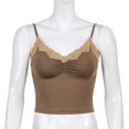 thumbnail image 2 of Women's Y2k Crop Tops Sleeveless Tees Lace Trimed Ruched Tank Hollow Out Top, 2 of 5