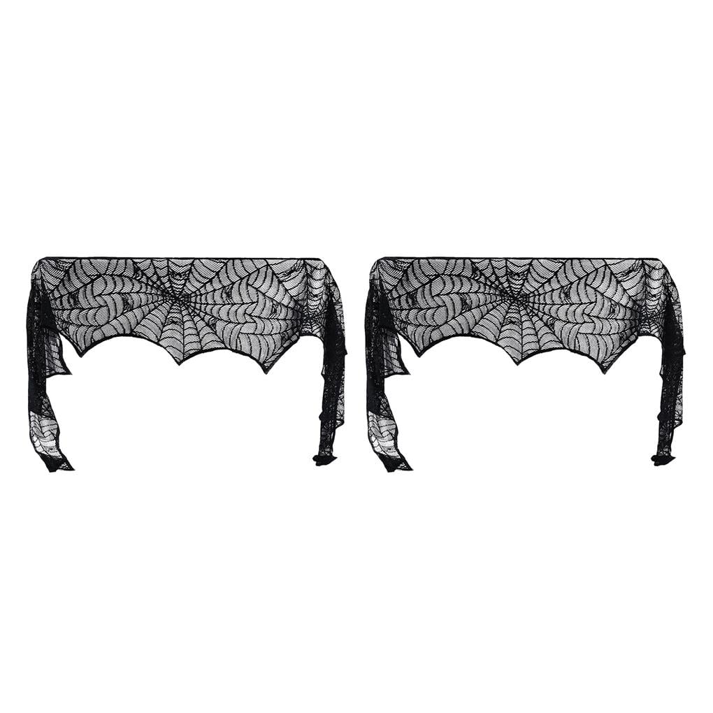 Décoration Halloween Toile D'Araignée Noire Avec 20 LEDs Violet - 45 X 243 Cm