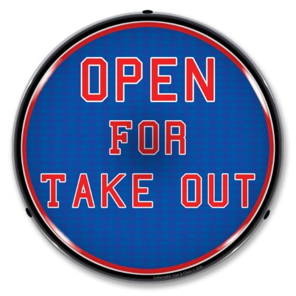 Collectable Sign and Clock Open For Take Out LED Lighted Premium Sign