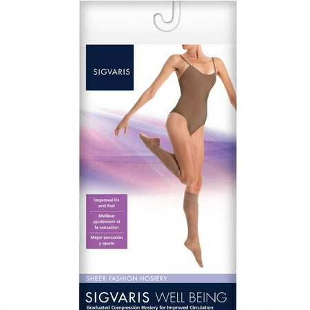 Sigvaris Well Being 120 Women's 15-20 Closed Toe Knee High Compression Stockings Suntan C