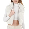 thumbnail image 2 of jtjvou Women's Corduroy Vest Solid Color Cropped Vest Jackets Stand Collar Sleeveless Quilted Jackets Zip Up Warm Outerwear White S, 2 of 9
