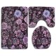 thumbnail image 1 of ABPHQTO Flores moradas Juego de alfombras de baño de 3 piezas Alfombra de baño Alfombra de contorno y tapa de inodoro, 1 of 2