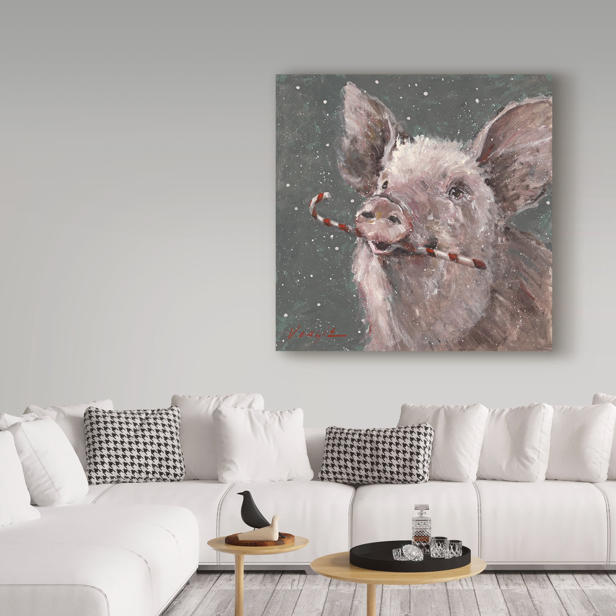 Trademark Fine Art 'Teri The Christmas Pig' Canvas Art by Mary Miller Veazie