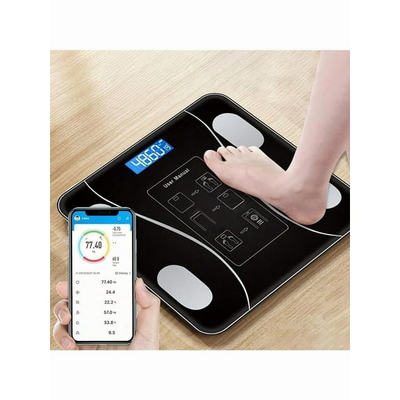 Smart Digital Bathroom Scale With LCD Display And Mobile Application - Battery Powered, Daily Weight Tracking, Essential Home Fitness Tool Home Bathroom Decor Summer