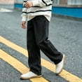 thumbnail image 4 of Boys Wide Leg Jeans, Solid Color Loose Straight Leg Full Length, Casual Fashion Denim Pants For Kids Black 5-6 Years, 4 of 7