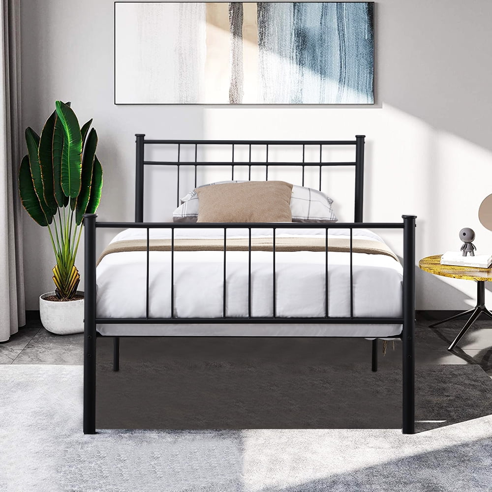 Single Bed Frame 3FT Metal Bed Frame Vintage Metal Beds Bedroom Furniture with Headboard Vintage Bed Base For Children and Adults