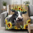 thumbnail image 2 of Farmhouse Cow Blanket Soft Cozy Warm Throw Blanket for Couch, Plush Fuzzy Flannel Fleece Blankets for Sofa, Pastoral Sunflower Botanical Brown Wooden Bed Blankets Lightweight Gifts for Women, 40"x50", 2 of 9