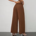 thumbnail image 6 of Comdrip Women's Pants Women's Loose Pleated Front Long Pants Wide Leg Trousers Solid Causal Dress Pants Women Brown M, 6 of 9